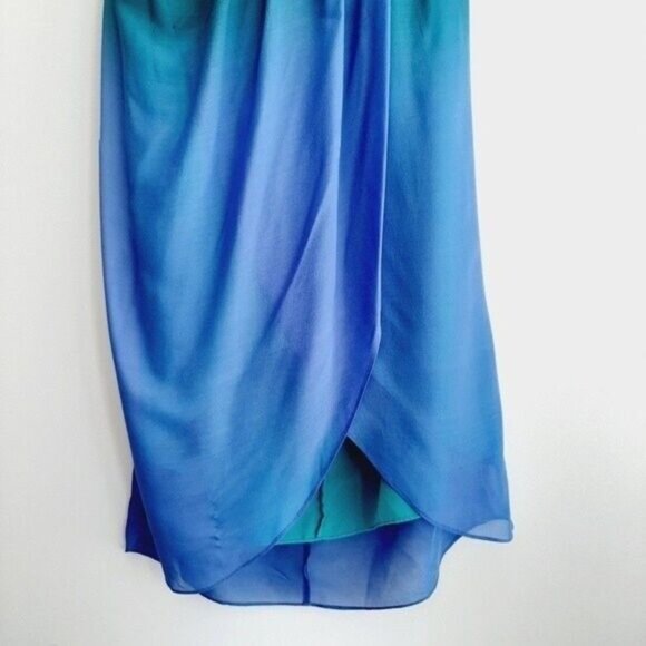 BCBG MaxAzria Silk Ombre Halter Dress Blue Green Sz 0 Flawed - Picture 5 of 15